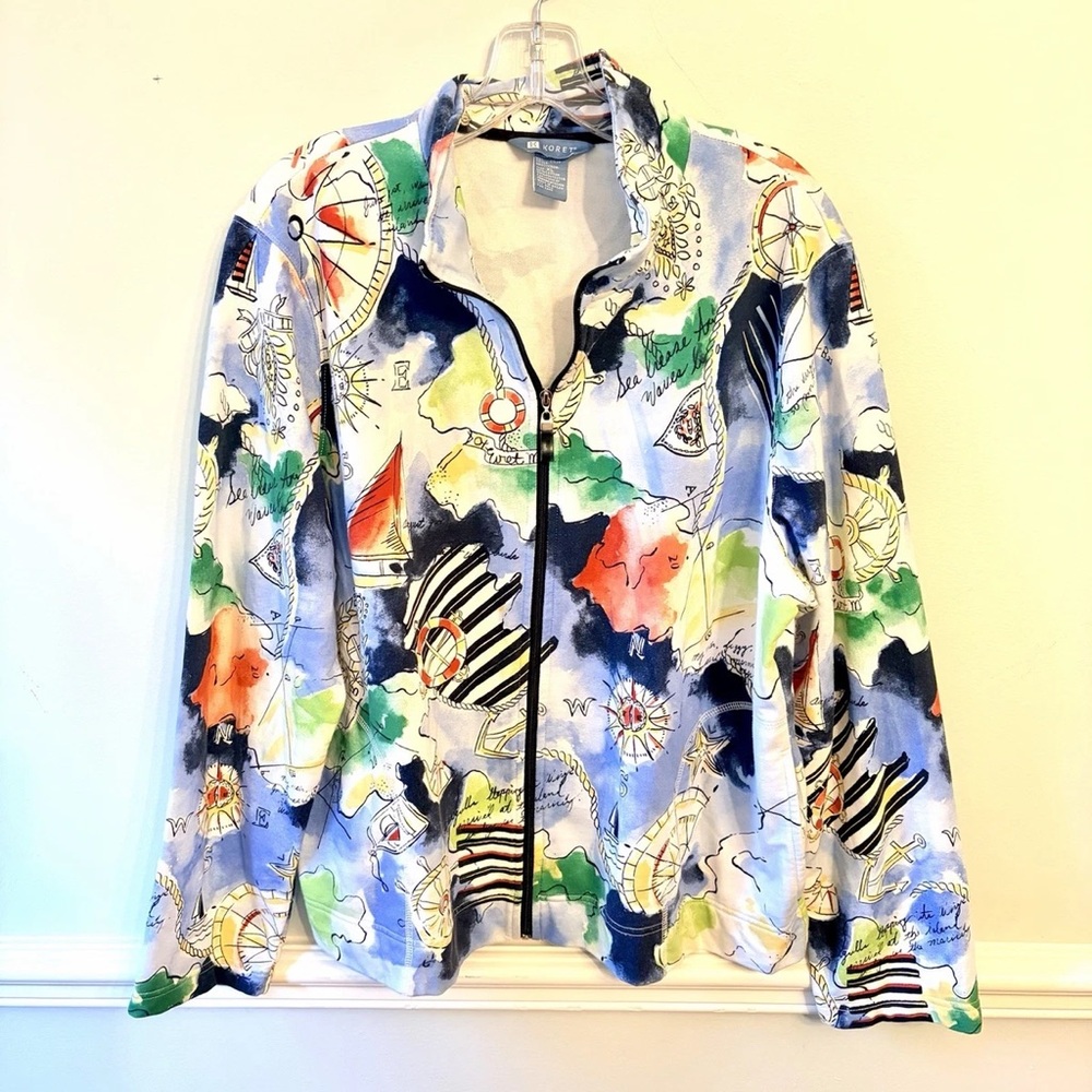 Vibrant Map Print Bomber Jacket. Item # 11100